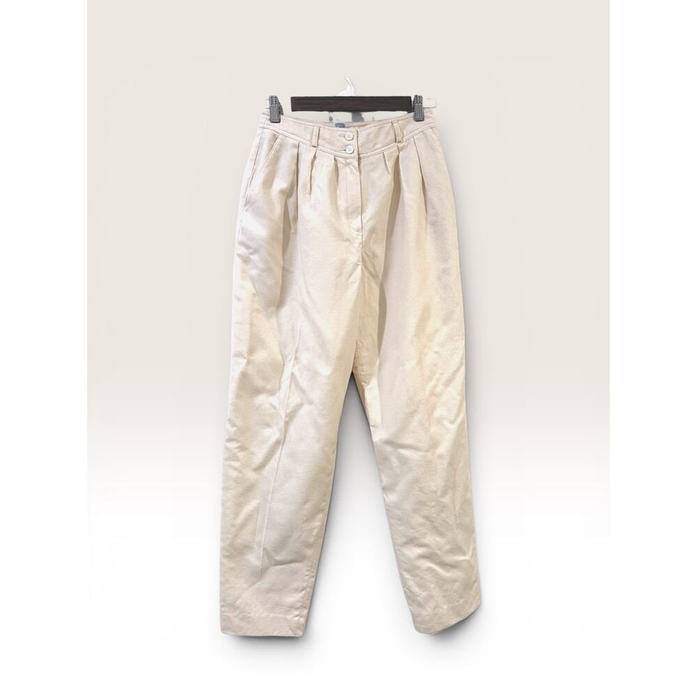 LIZ CLAIBORNE COLLECTION Vintage 100% Wool Cream Tapered Trouser Size 6 EUC - Picture 2 of 6